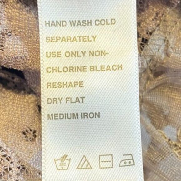 Crochet Sleeveless Top 1X Deep Taupe/Mocha With Intricate Floral Accents At Neck - Picture 10 of 10